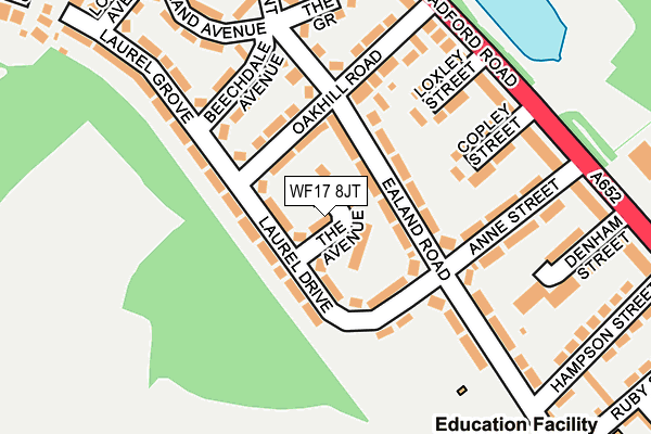 WF17 8JT map - OS OpenMap – Local (Ordnance Survey) WF17 8JT map - OS OpenMap – Local (Ordnance Survey)