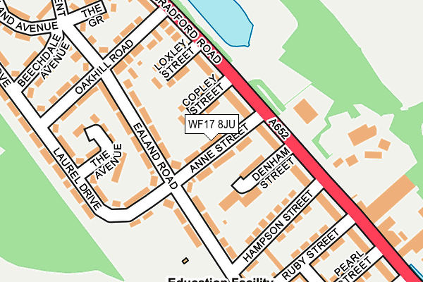 WF17 8JU map - OS OpenMap – Local (Ordnance Survey) WF17 8JU map - OS OpenMap – Local (Ordnance Survey)