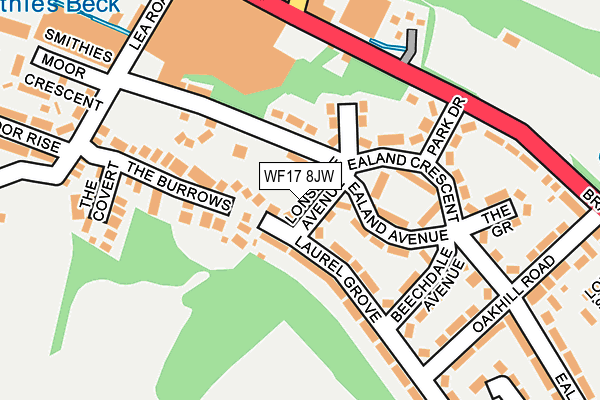WF17 8JW map - OS OpenMap – Local (Ordnance Survey) WF17 8JW map - OS OpenMap – Local (Ordnance Survey)