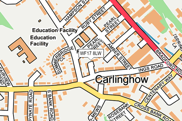WF17 8LW map - OS OpenMap – Local (Ordnance Survey) WF17 8LW map - OS OpenMap – Local (Ordnance Survey)