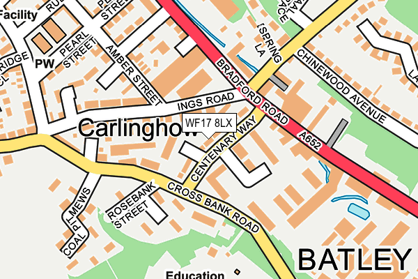 WF17 8LX map - OS OpenMap – Local (Ordnance Survey) WF17 8LX map - OS OpenMap – Local (Ordnance Survey)