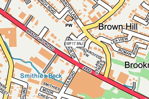 WF17 8NJ map - OS OpenMap – Local (Ordnance Survey)