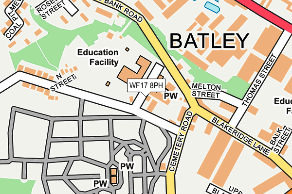 WF17 8PH map - OS OpenMap – Local (Ordnance Survey)