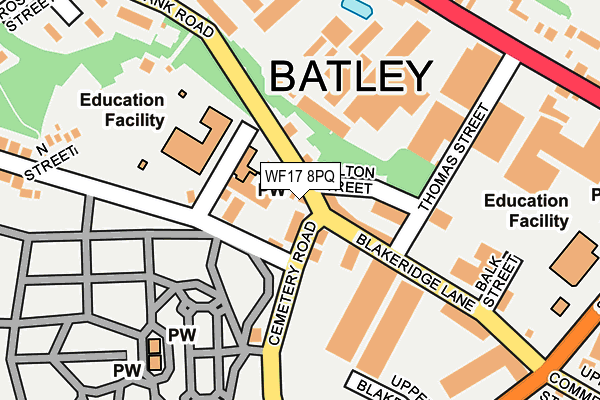 WF17 8PQ map - OS OpenMap – Local (Ordnance Survey)