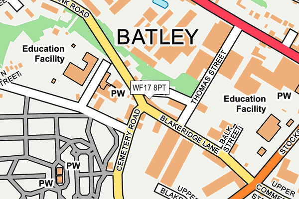 WF17 8PT map - OS OpenMap – Local (Ordnance Survey)