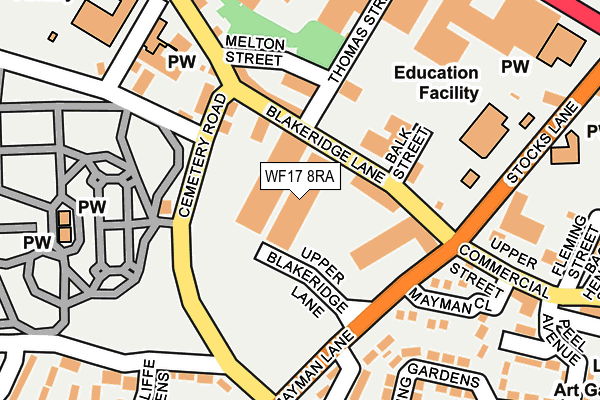 WF17 8RA map - OS OpenMap – Local (Ordnance Survey) WF17 8RA map - OS OpenMap – Local (Ordnance Survey)
