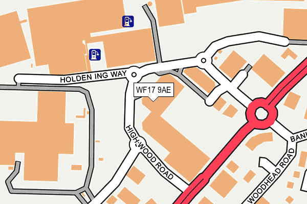 WF17 9AE map - OS OpenMap – Local (Ordnance Survey) WF17 9AE map - OS OpenMap – Local (Ordnance Survey)