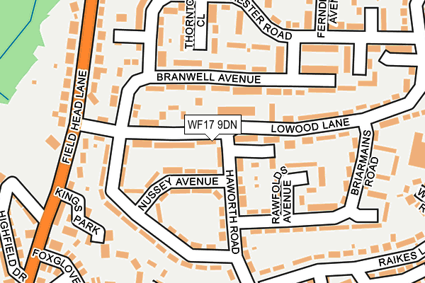 WF17 9DN map - OS OpenMap – Local (Ordnance Survey) WF17 9DN map - OS OpenMap – Local (Ordnance Survey)