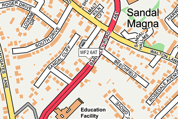 WF2 6AT map - OS OpenMap – Local (Ordnance Survey) WF2 6AT map - OS OpenMap – Local (Ordnance Survey)
