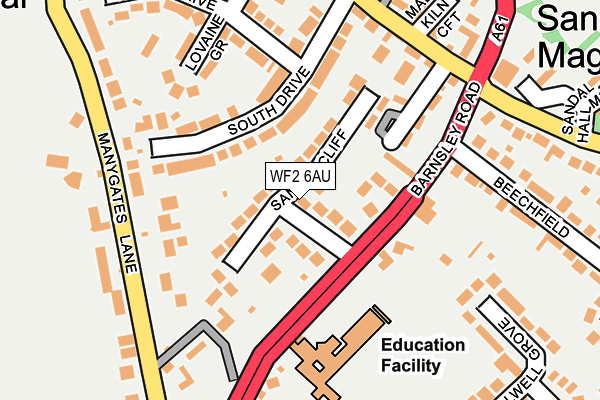 WF2 6AU map - OS OpenMap – Local (Ordnance Survey) WF2 6AU map - OS OpenMap – Local (Ordnance Survey)