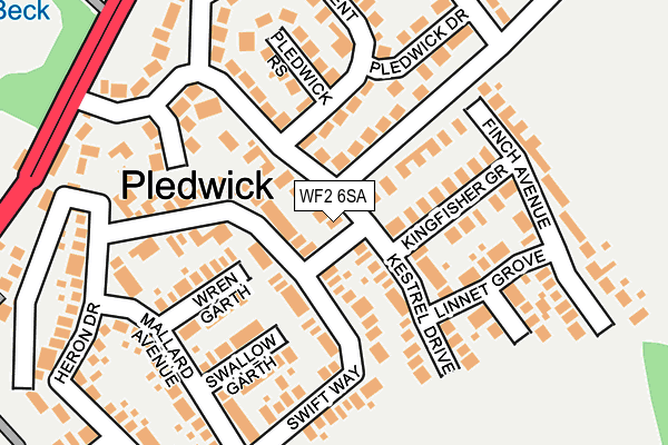 WF2 6SA map - OS OpenMap – Local (Ordnance Survey) WF2 6SA map - OS OpenMap – Local (Ordnance Survey)