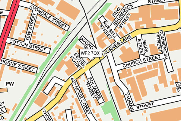WF2 7QX map - OS OpenMap – Local (Ordnance Survey) WF2 7QX map - OS OpenMap – Local (Ordnance Survey)