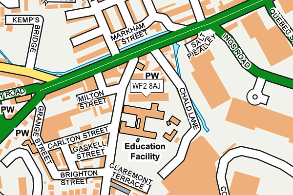 WF2 8AJ map - OS OpenMap – Local (Ordnance Survey) WF2 8AJ map - OS OpenMap – Local (Ordnance Survey)