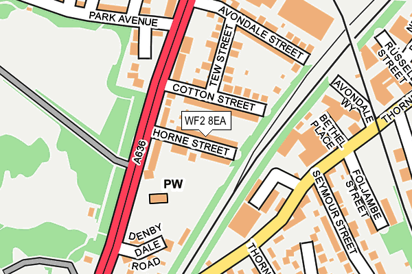WF2 8EA map - OS OpenMap – Local (Ordnance Survey) WF2 8EA map - OS OpenMap – Local (Ordnance Survey)