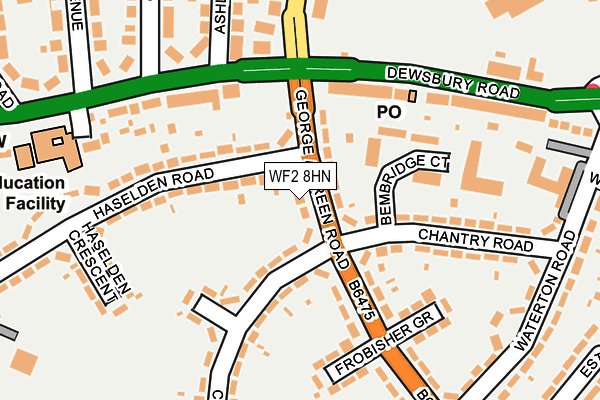 WF2 8HN map - OS OpenMap – Local (Ordnance Survey) WF2 8HN map - OS OpenMap – Local (Ordnance Survey)