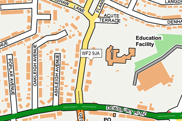 WF2 9JA map - OS OpenMap – Local (Ordnance Survey) WF2 9JA map - OS OpenMap – Local (Ordnance Survey)