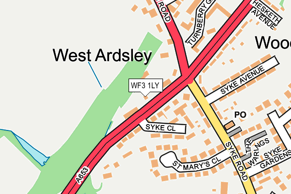 WF3 1LY map - OS OpenMap – Local (Ordnance Survey) WF3 1LY map - OS OpenMap – Local (Ordnance Survey)