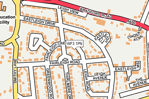 WF3 1PN map - OS OpenMap – Local (Ordnance Survey) WF3 1PN map - OS OpenMap – Local (Ordnance Survey)