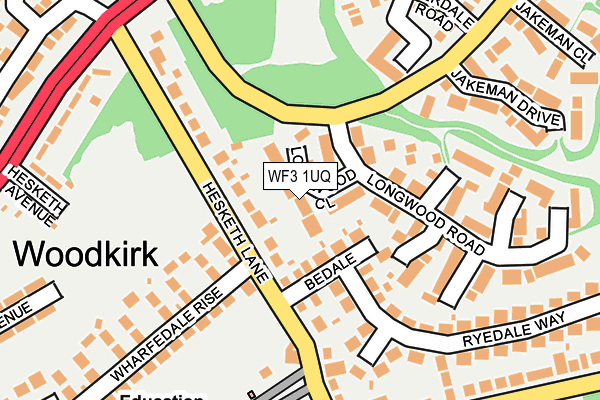 WF3 1UQ map - OS OpenMap – Local (Ordnance Survey)