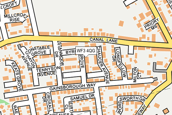 WF3 4QG map - OS OpenMap – Local (Ordnance Survey) WF3 4QG map - OS OpenMap – Local (Ordnance Survey)