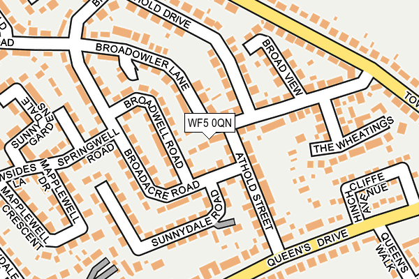 WF5 0QN map - OS OpenMap – Local (Ordnance Survey) WF5 0QN map - OS OpenMap – Local (Ordnance Survey)