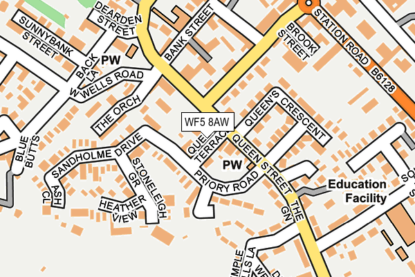 WF5 8AW map - OS OpenMap – Local (Ordnance Survey)