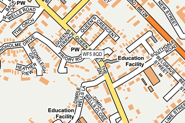 WF5 8QD map - OS OpenMap – Local (Ordnance Survey) WF5 8QD map - OS OpenMap – Local (Ordnance Survey)