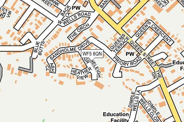 WF5 8QN map - OS OpenMap – Local (Ordnance Survey) WF5 8QN map - OS OpenMap – Local (Ordnance Survey)