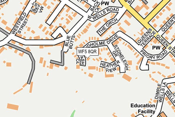 WF5 8QR map - OS OpenMap – Local (Ordnance Survey) WF5 8QR map - OS OpenMap – Local (Ordnance Survey)