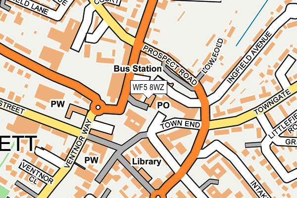 WF5 8WZ map - OS OpenMap – Local (Ordnance Survey) WF5 8WZ map - OS OpenMap – Local (Ordnance Survey)