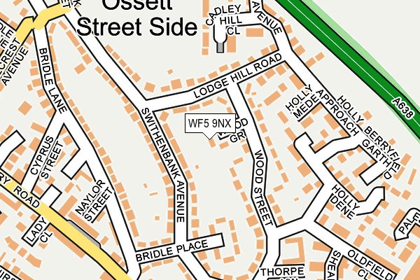 WF5 9NX map - OS OpenMap – Local (Ordnance Survey) WF5 9NX map - OS OpenMap – Local (Ordnance Survey)