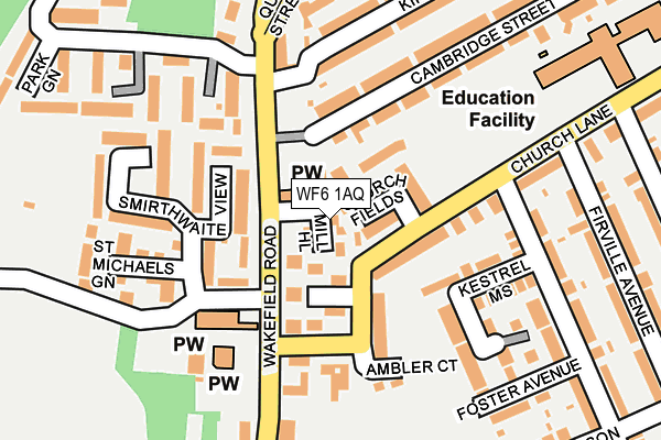 WF6 1AQ map - OS OpenMap – Local (Ordnance Survey) WF6 1AQ map - OS OpenMap – Local (Ordnance Survey)