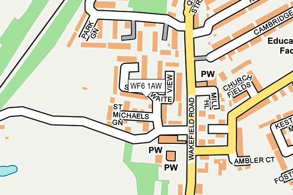 WF6 1AW map - OS OpenMap – Local (Ordnance Survey) WF6 1AW map - OS OpenMap – Local (Ordnance Survey)