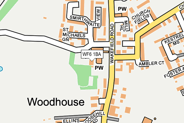WF6 1BA map - OS OpenMap – Local (Ordnance Survey) WF6 1BA map - OS OpenMap – Local (Ordnance Survey)