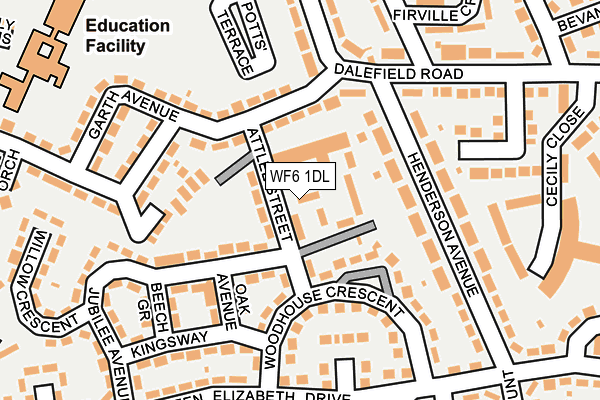 WF6 1DL map - OS OpenMap – Local (Ordnance Survey) WF6 1DL map - OS OpenMap – Local (Ordnance Survey)