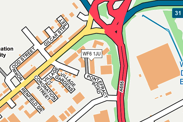 WF6 1JU map - OS OpenMap – Local (Ordnance Survey) WF6 1JU map - OS OpenMap – Local (Ordnance Survey)