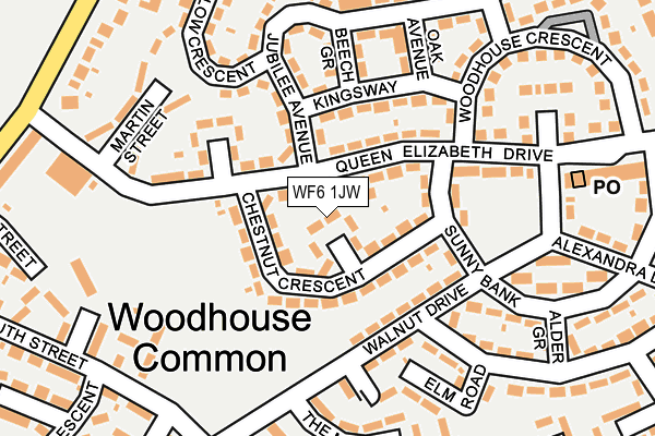WF6 1JW map - OS OpenMap – Local (Ordnance Survey) WF6 1JW map - OS OpenMap – Local (Ordnance Survey)