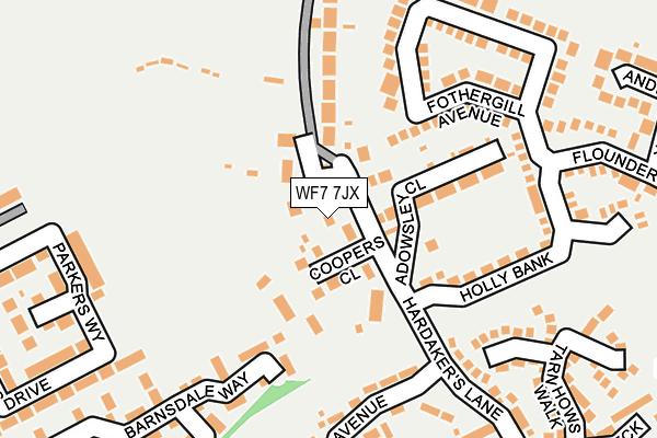 WF7 7JX map - OS OpenMap – Local (Ordnance Survey) WF7 7JX map - OS OpenMap – Local (Ordnance Survey)