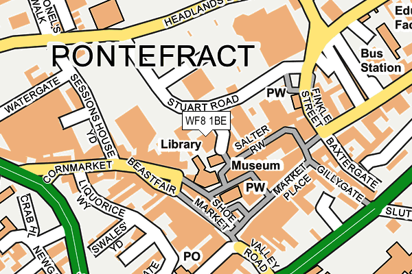 WF8 1BE map - OS OpenMap – Local (Ordnance Survey) WF8 1BE map - OS OpenMap – Local (Ordnance Survey)