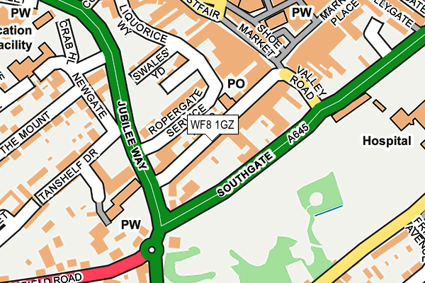 WF8 1GZ map - OS OpenMap – Local (Ordnance Survey) WF8 1GZ map - OS OpenMap – Local (Ordnance Survey)