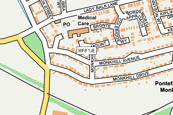 WF8 1JE map - OS OpenMap – Local (Ordnance Survey) WF8 1JE map - OS OpenMap – Local (Ordnance Survey)