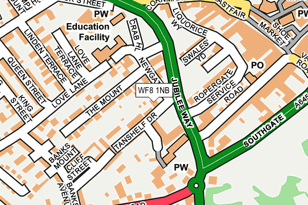 WF8 1NB map - OS OpenMap – Local (Ordnance Survey) WF8 1NB map - OS OpenMap – Local (Ordnance Survey)