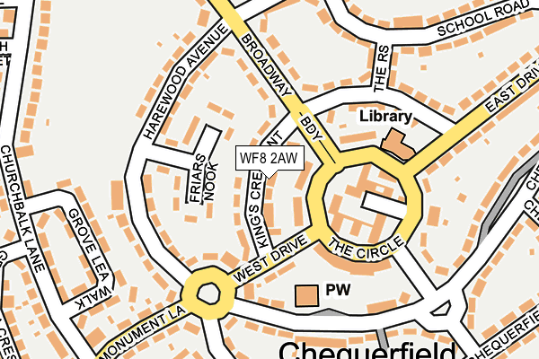 WF8 2AW map - OS OpenMap – Local (Ordnance Survey) WF8 2AW map - OS OpenMap – Local (Ordnance Survey)