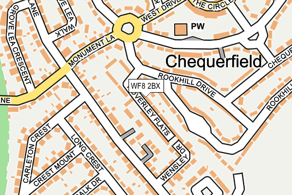 WF8 2BX map - OS OpenMap – Local (Ordnance Survey) WF8 2BX map - OS OpenMap – Local (Ordnance Survey)