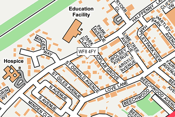 WF8 4FY map - OS OpenMap – Local (Ordnance Survey) WF8 4FY map - OS OpenMap – Local (Ordnance Survey)