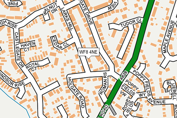 WF8 4NE map - OS OpenMap – Local (Ordnance Survey) WF8 4NE map - OS OpenMap – Local (Ordnance Survey)