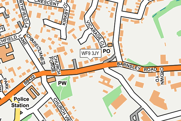 WF9 3JY map - OS OpenMap – Local (Ordnance Survey) WF9 3JY map - OS OpenMap – Local (Ordnance Survey)