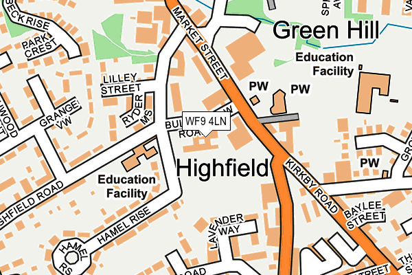 WF9 4LN map - OS OpenMap – Local (Ordnance Survey) WF9 4LN map - OS OpenMap – Local (Ordnance Survey)