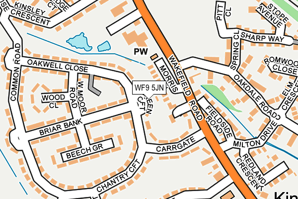 WF9 5JN map - OS OpenMap – Local (Ordnance Survey) WF9 5JN map - OS OpenMap – Local (Ordnance Survey)