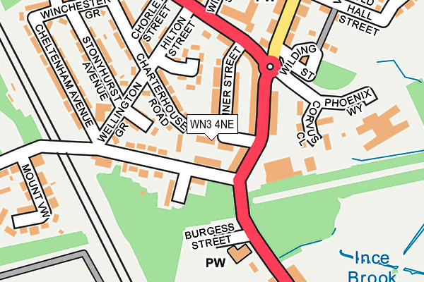 WN3 4NE map - OS OpenMap – Local (Ordnance Survey)